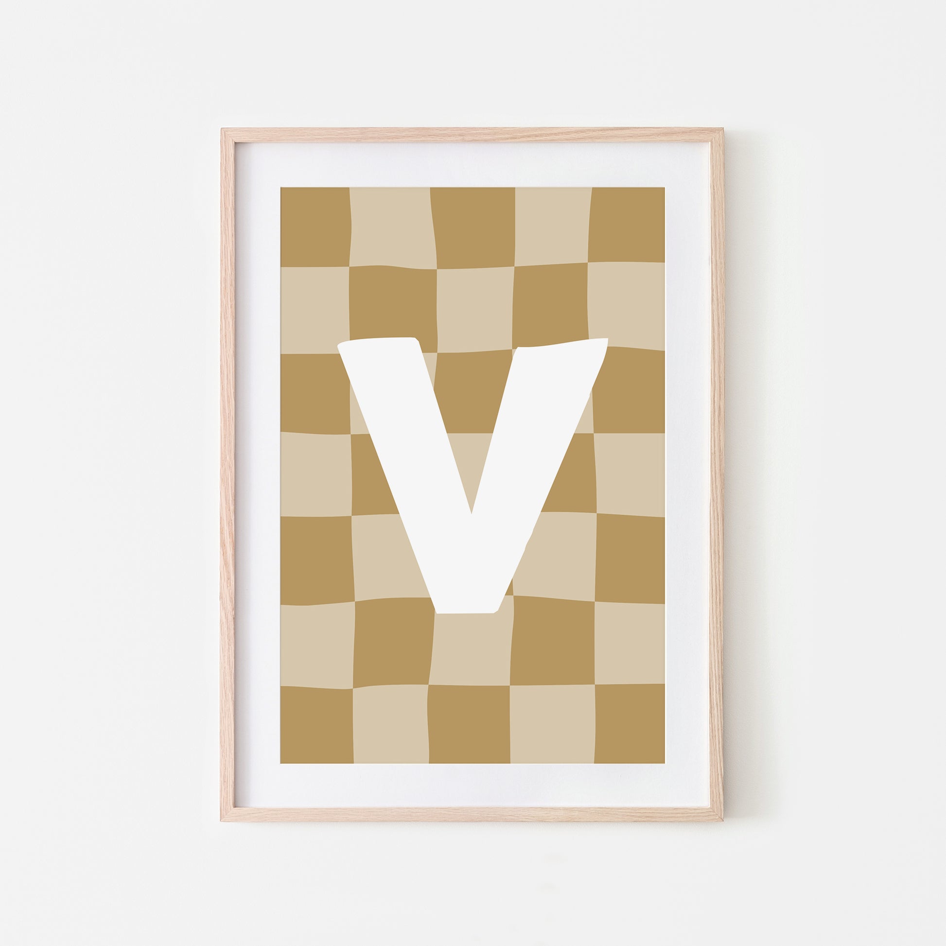 Checkered-Letters-Alphabet-Poster-Print-Letter-V-in-Wheat
