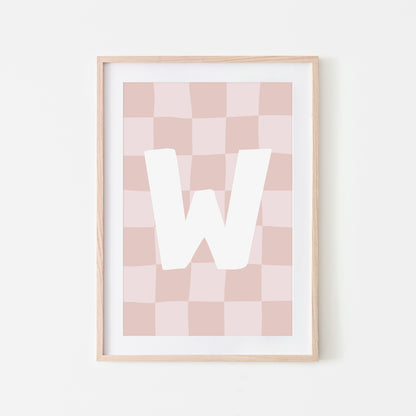 Checkered-Letters-Alphabet-Poster-Print-Letter-W-in-Blush