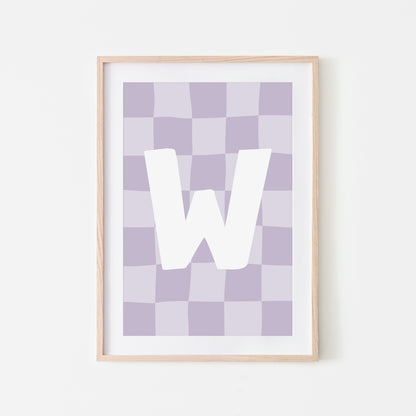 Checkered-Letters-Alphabet-Poster-Print-Letter-W-in-Lavender