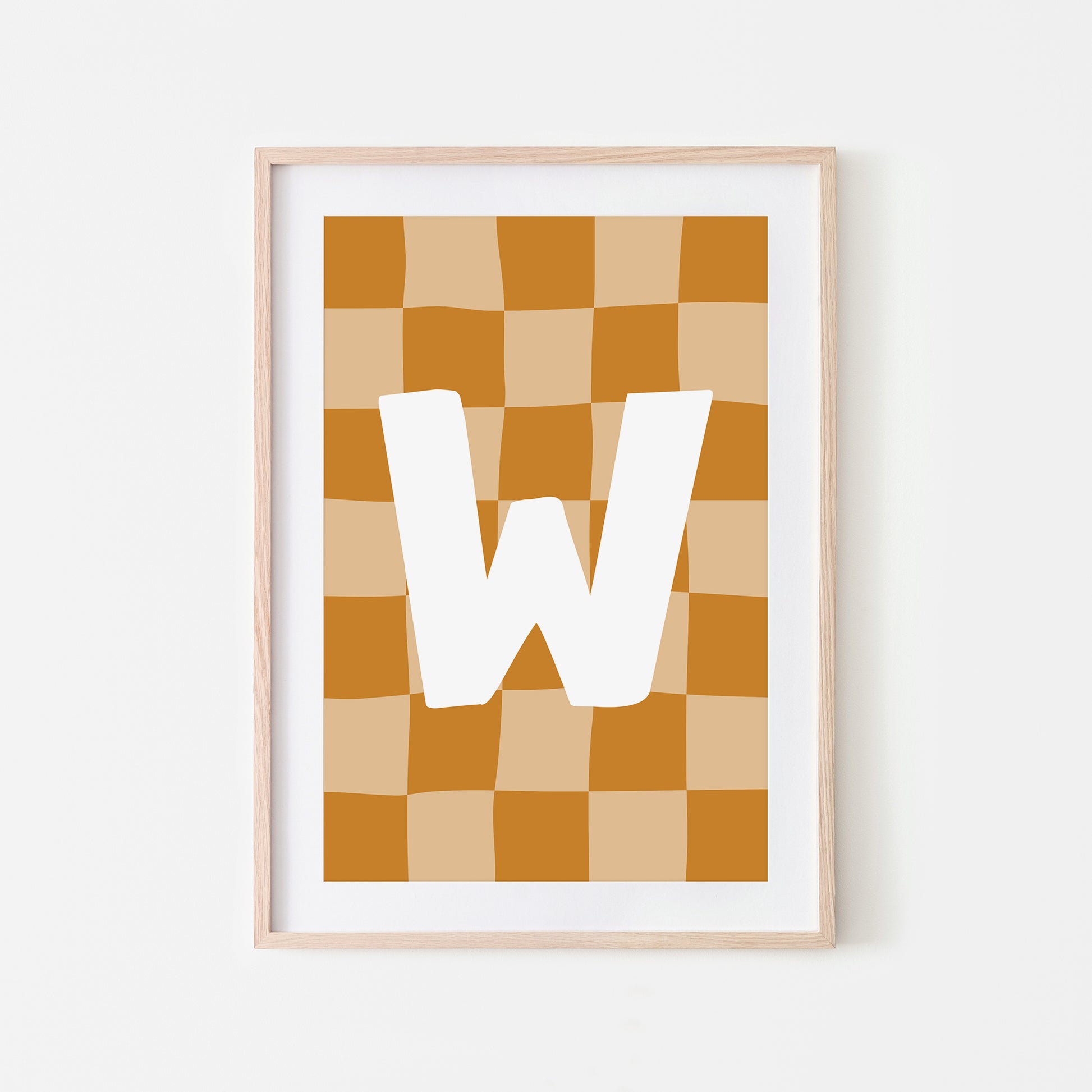 Checkered-Letters-Alphabet-Poster-Print-Letter-W-in-Mustard