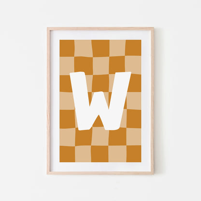 Checkered-Letters-Alphabet-Poster-Print-Letter-W-in-Mustard