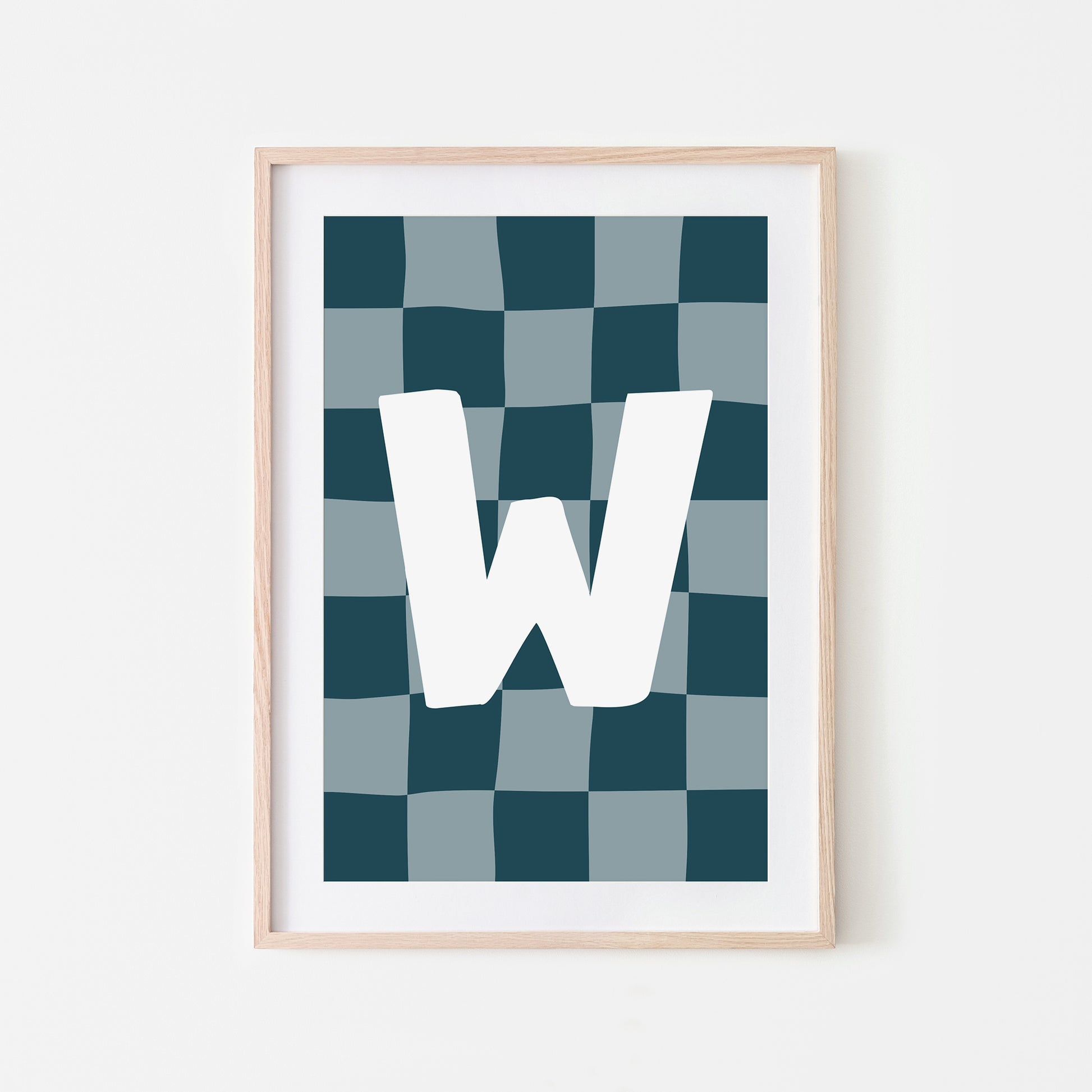 Checkered-Letters-Alphabet-Poster-Print-Letter-W-in-Navy