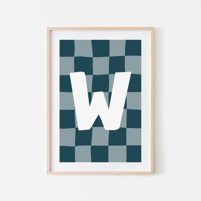 Checkered-Letters-Alphabet-Poster-Print-Letter-W-in-Navy