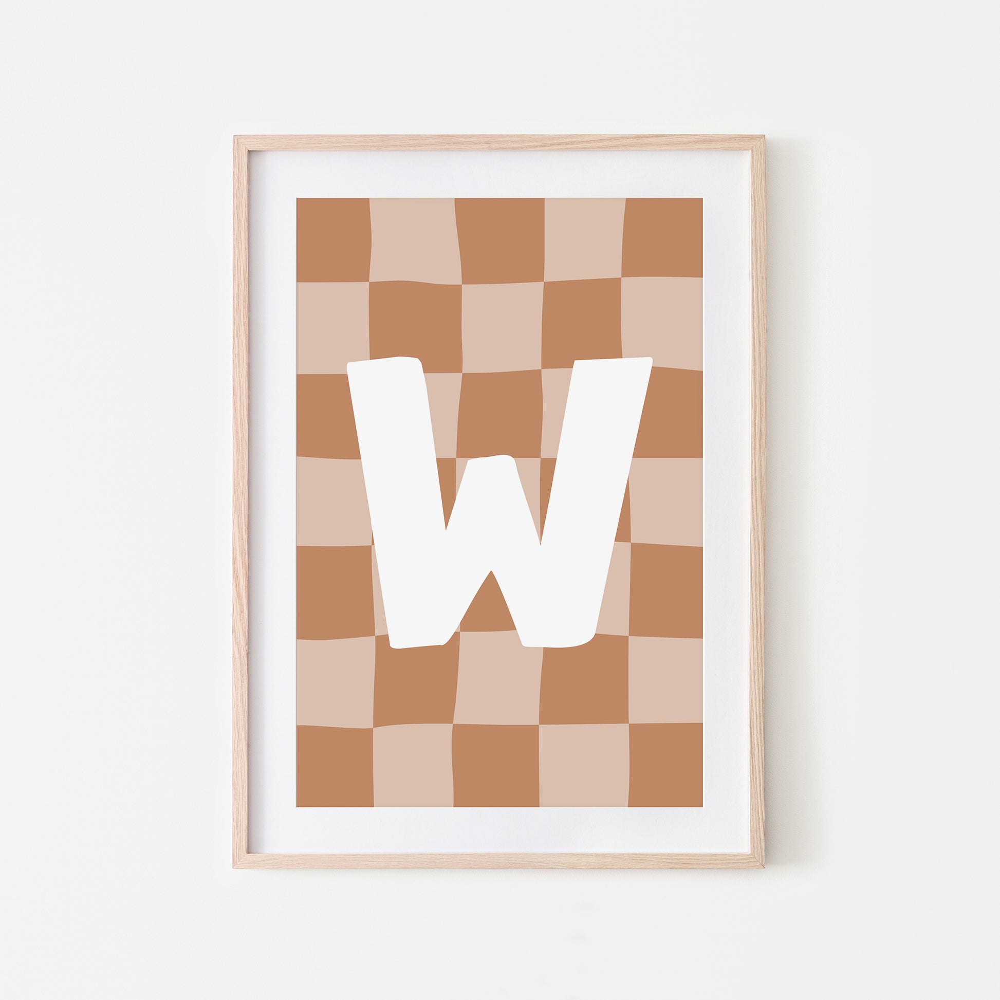 Checkered-Letters-Alphabet-Poster-Print-Letter-W-in-Tan