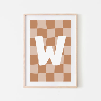 Checkered-Letters-Alphabet-Poster-Print-Letter-W-in-Tan