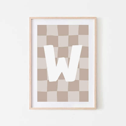Checkered-Letters-Alphabet-Poster-Print-Letter-W-in-Truffle