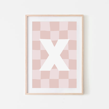 Checkered-Letters-Alphabet-Poster-Print-Letter-X-in-Blush