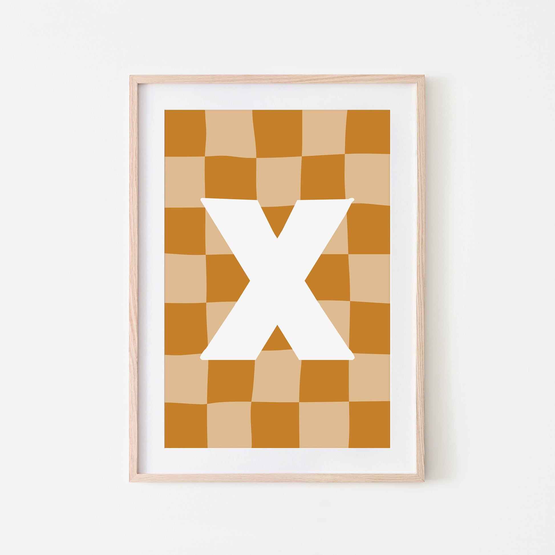 Checkered-Letters-Alphabet-Poster-Print-Letter-X-in-Mustard