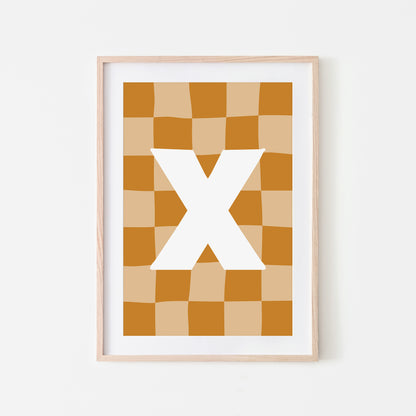 Checkered-Letters-Alphabet-Poster-Print-Letter-X-in-Mustard