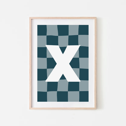 Checkered-Letters-Alphabet-Poster-Print-Letter-X-in-Navy
