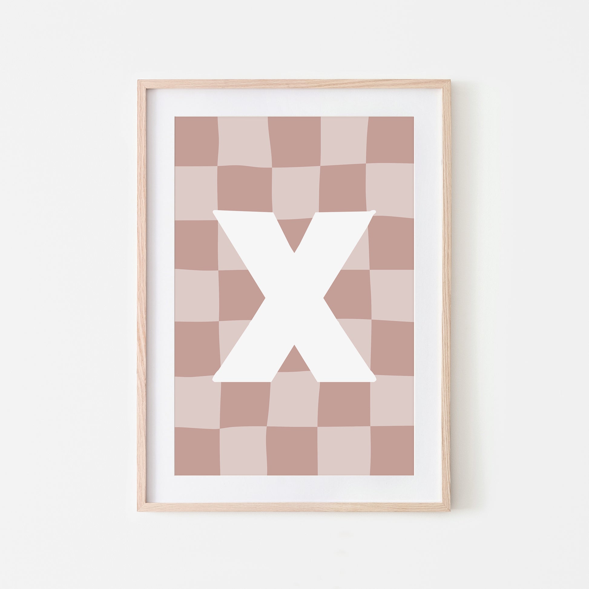 Checkered-Letters-Alphabet-Poster-Print-Letter-X-in-Rose