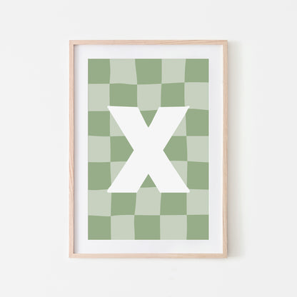 Checkered-Letters-Alphabet-Poster-Print-Letter-X-in-Sage