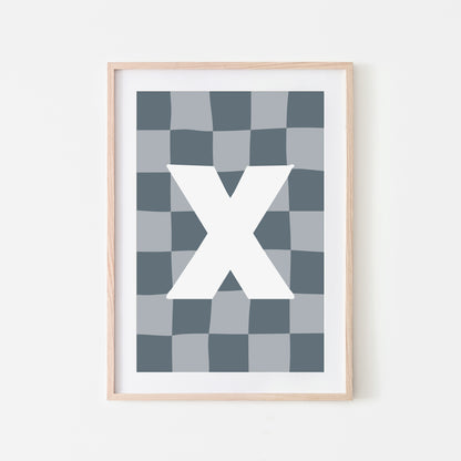 Checkered-Letters-Alphabet-Poster-Print-Letter-X-in-Sky