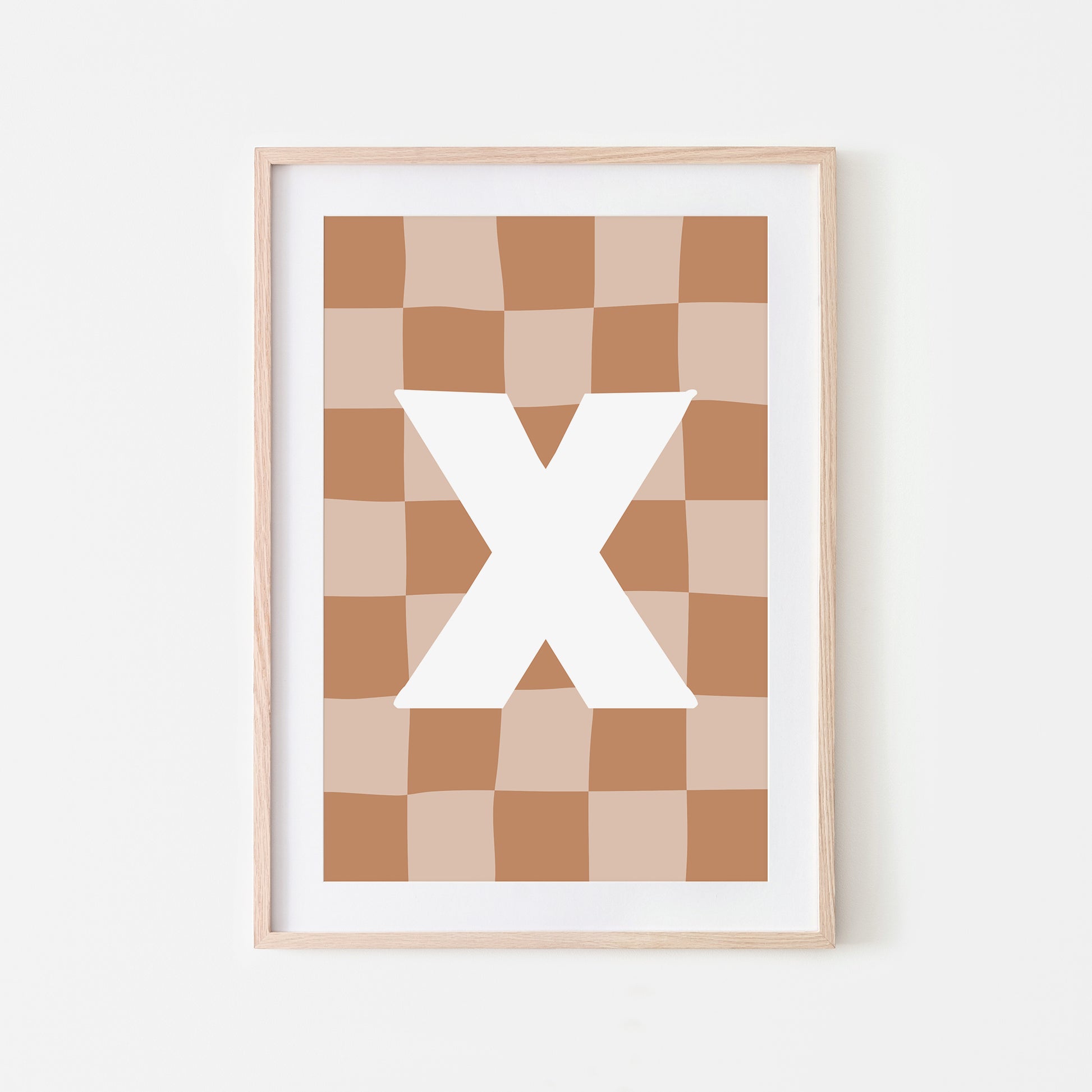 Checkered-Letters-Alphabet-Poster-Print-Letter-X-in-Tan