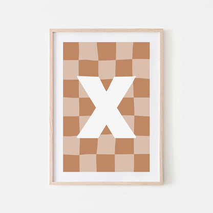 Checkered-Letters-Alphabet-Poster-Print-Letter-X-in-Tan