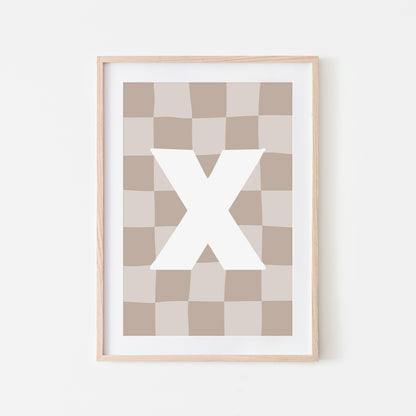 Checkered-Letters-Alphabet-Poster-Print-Letter-X-in-Truffle
