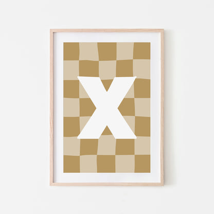 Checkered-Letters-Alphabet-Poster-Print-Letter-X-in-Wheat