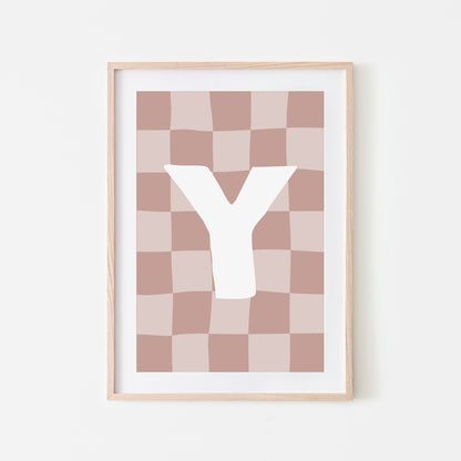 Checkered-Letters-Alphabet-Poster-Print-Letter-Y-in-Rose