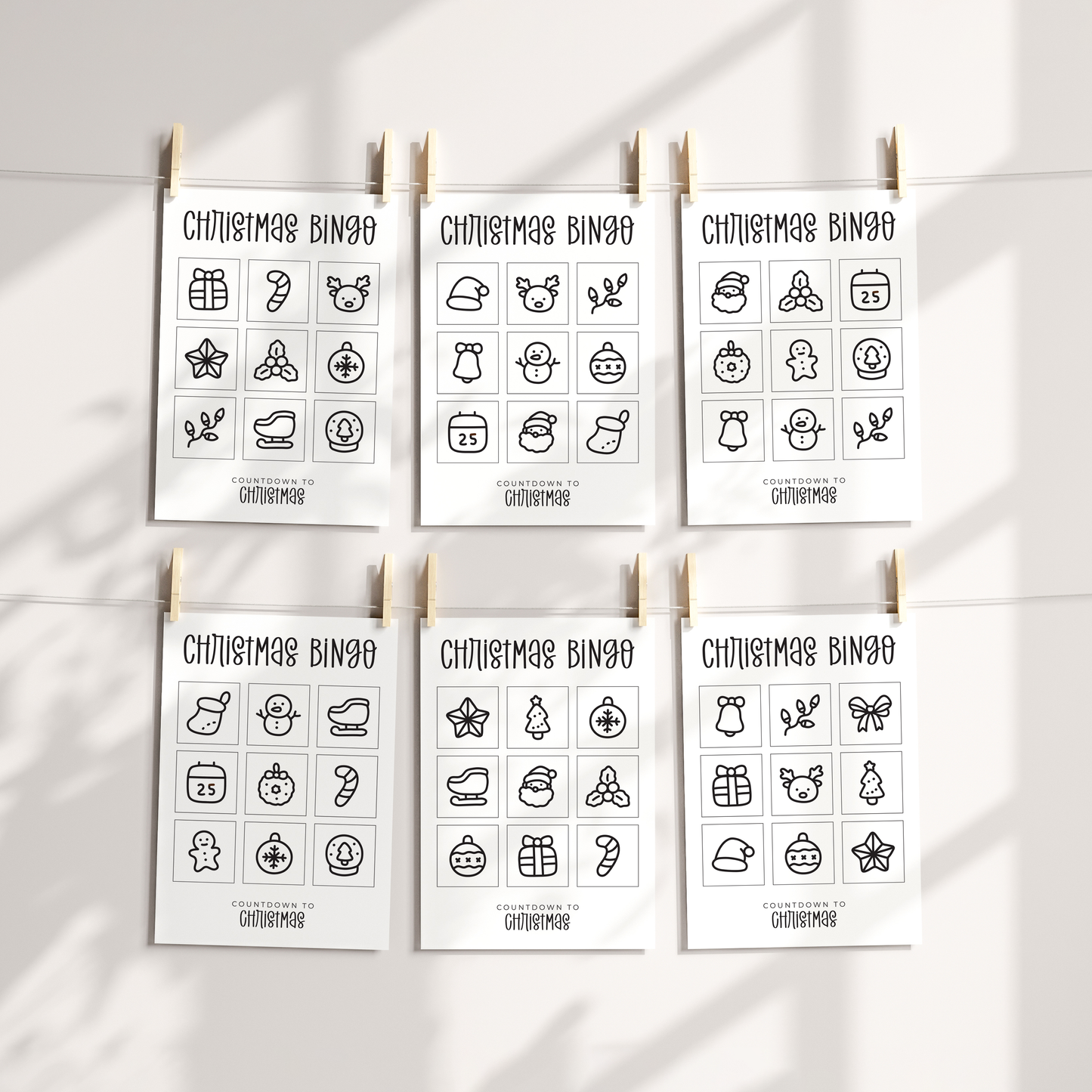 Christmas-Bingo-Free-Printable-Small-Sheets-Black-and-White