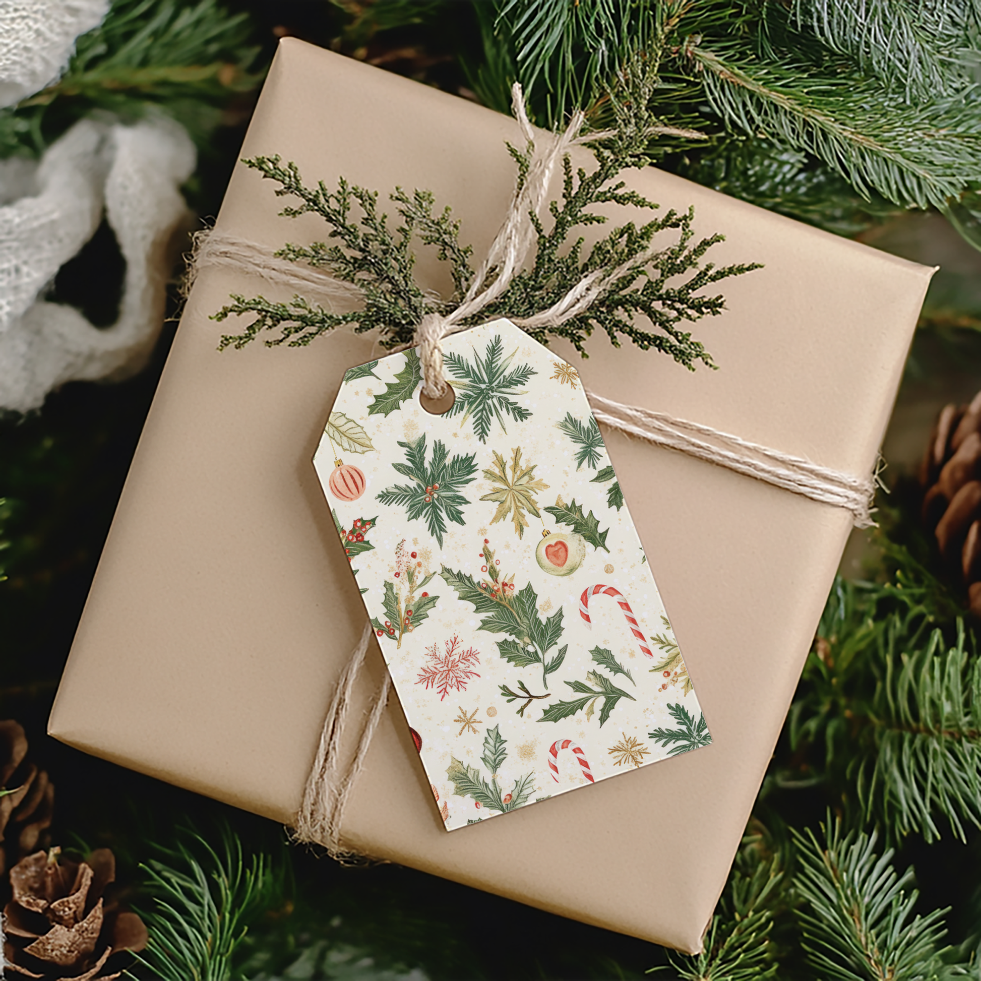 Christmas-Foliage-Traditional-Pattern-Gift-Tags-Free-Printable