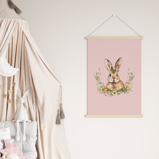 Daisy-Watercolour-Bunny-Rabbit-Wall-Art-in-Blush-Pink-Website-Main-Image