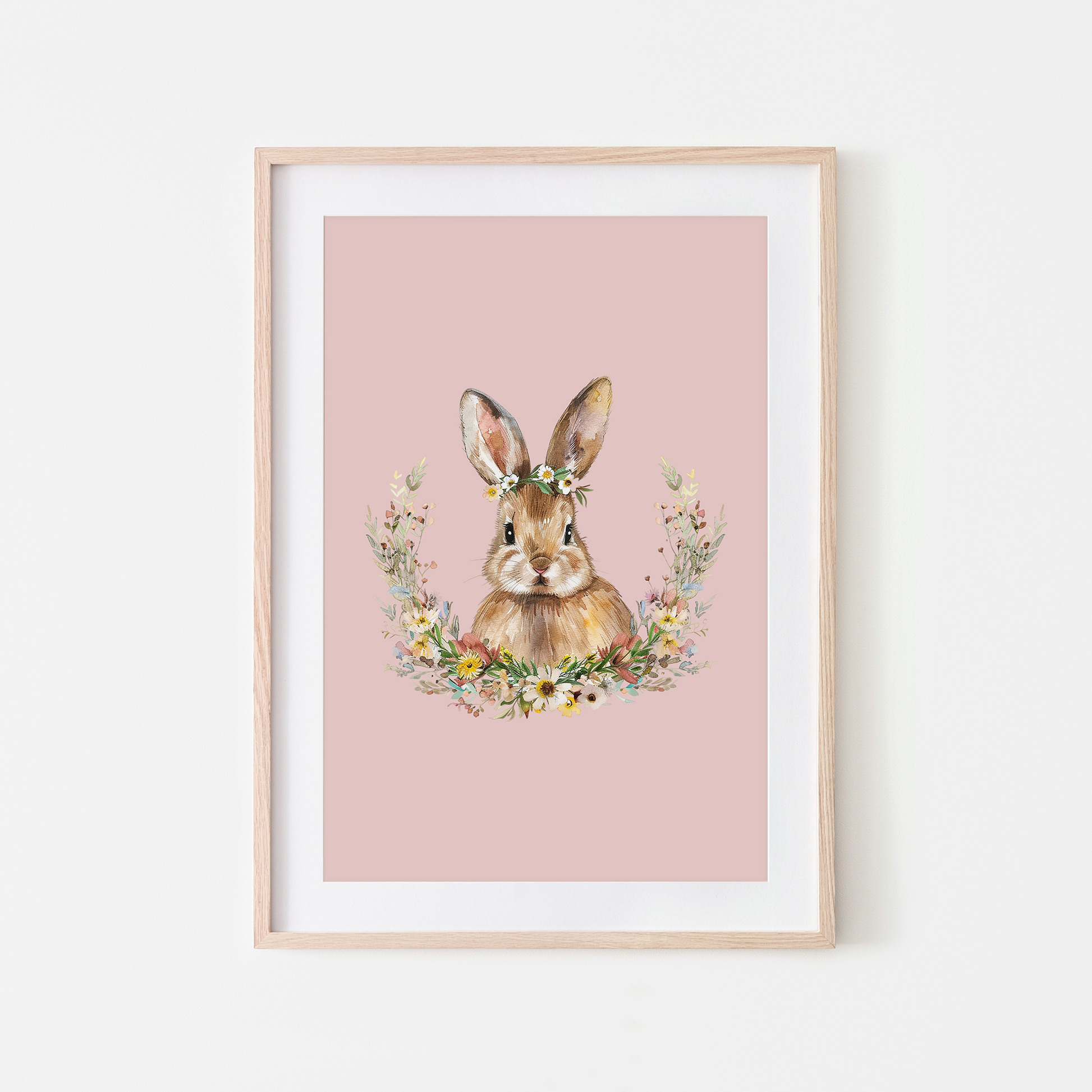 Daisy-Watercolour-Bunny-Rabbit-Wall-Art-in-Blush-Pink