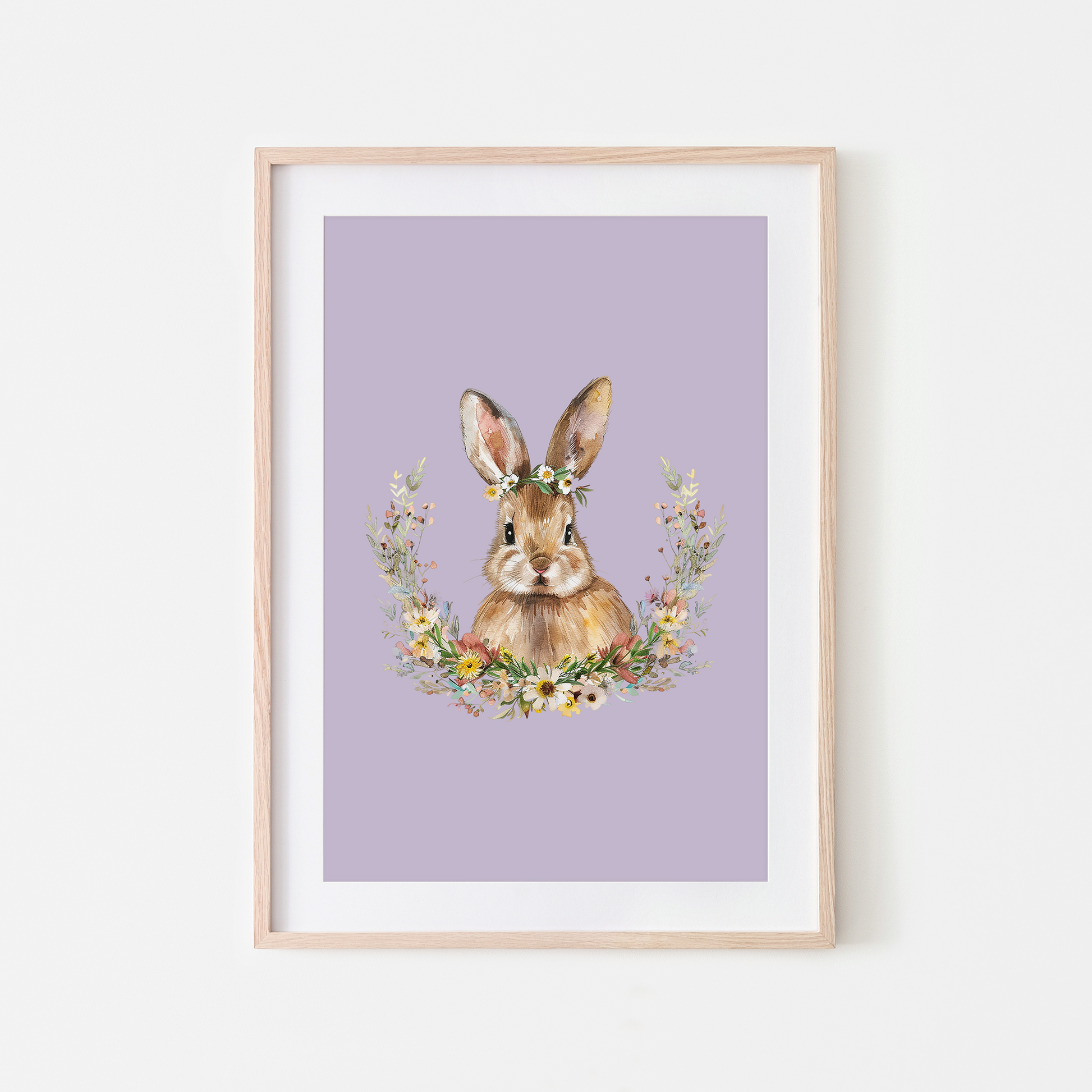 Daisy-Watercolour-Bunny-Rabbit-Wall-Art-in-Lavender-Purple