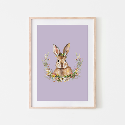 Daisy-Watercolour-Bunny-Rabbit-Wall-Art-in-Lavender-Purple