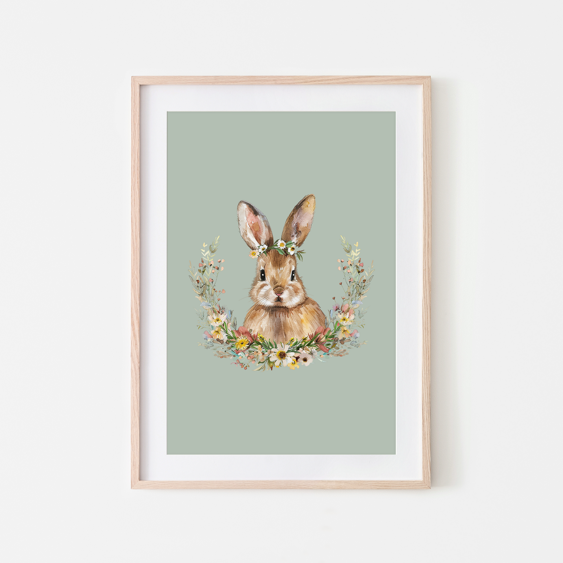 Daisy-Watercolour-Bunny-Rabbit-Wall-Art-in-Mist-Green