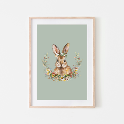 Daisy-Watercolour-Bunny-Rabbit-Wall-Art-in-Mist-Green