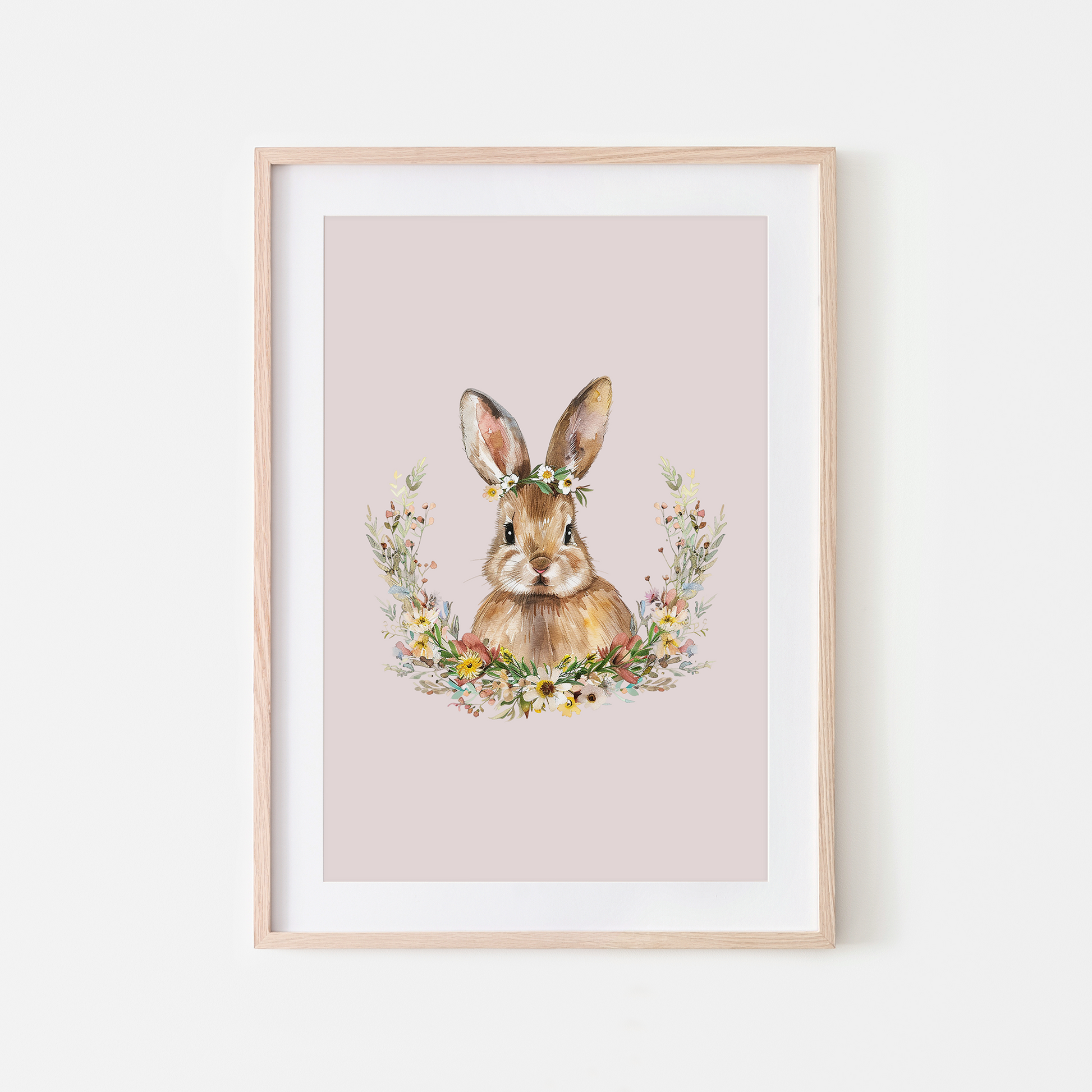 Daisy-Watercolour-Bunny-Rabbit-Wall-Art-in-Pointe-Pink