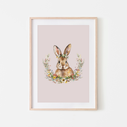 Daisy-Watercolour-Bunny-Rabbit-Wall-Art-in-Pointe-Pink