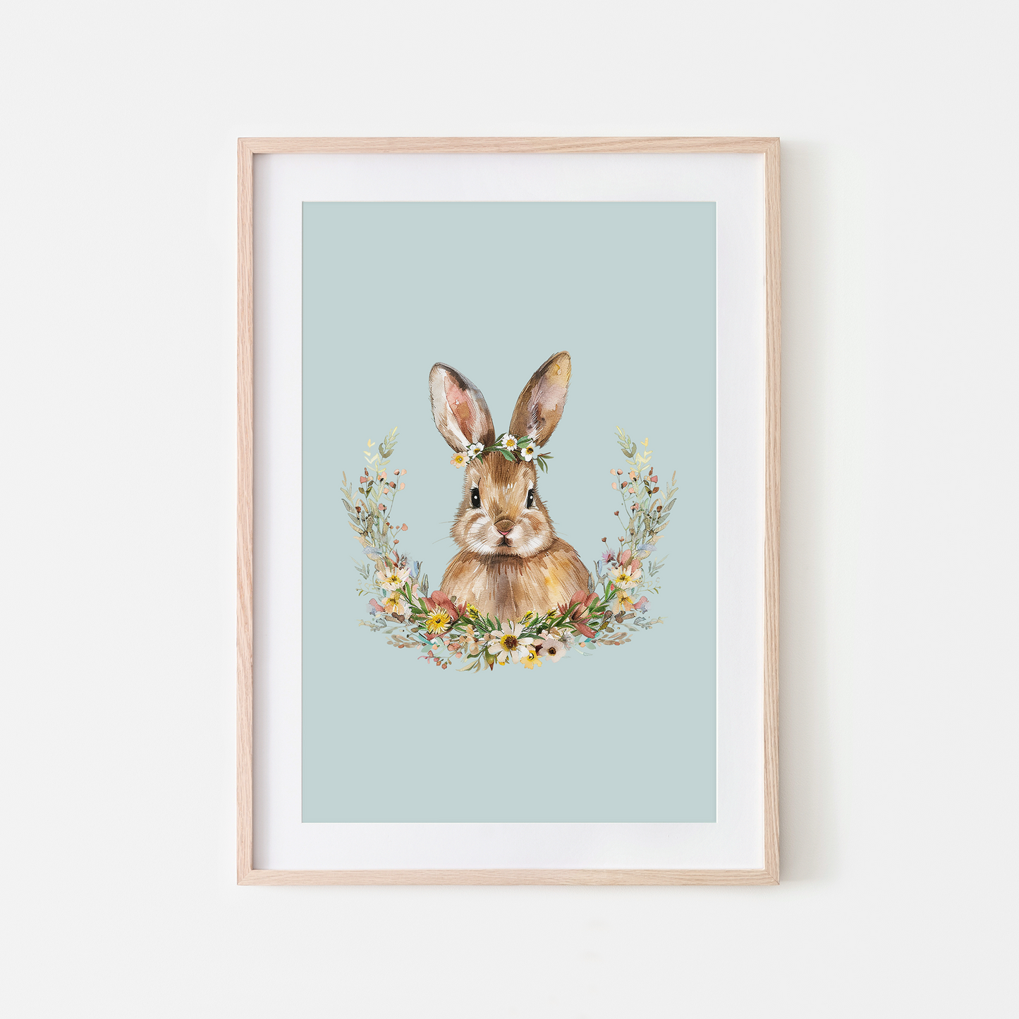 Daisy-Watercolour-Bunny-Rabbit-Wall-Art-in-Shell-Blue