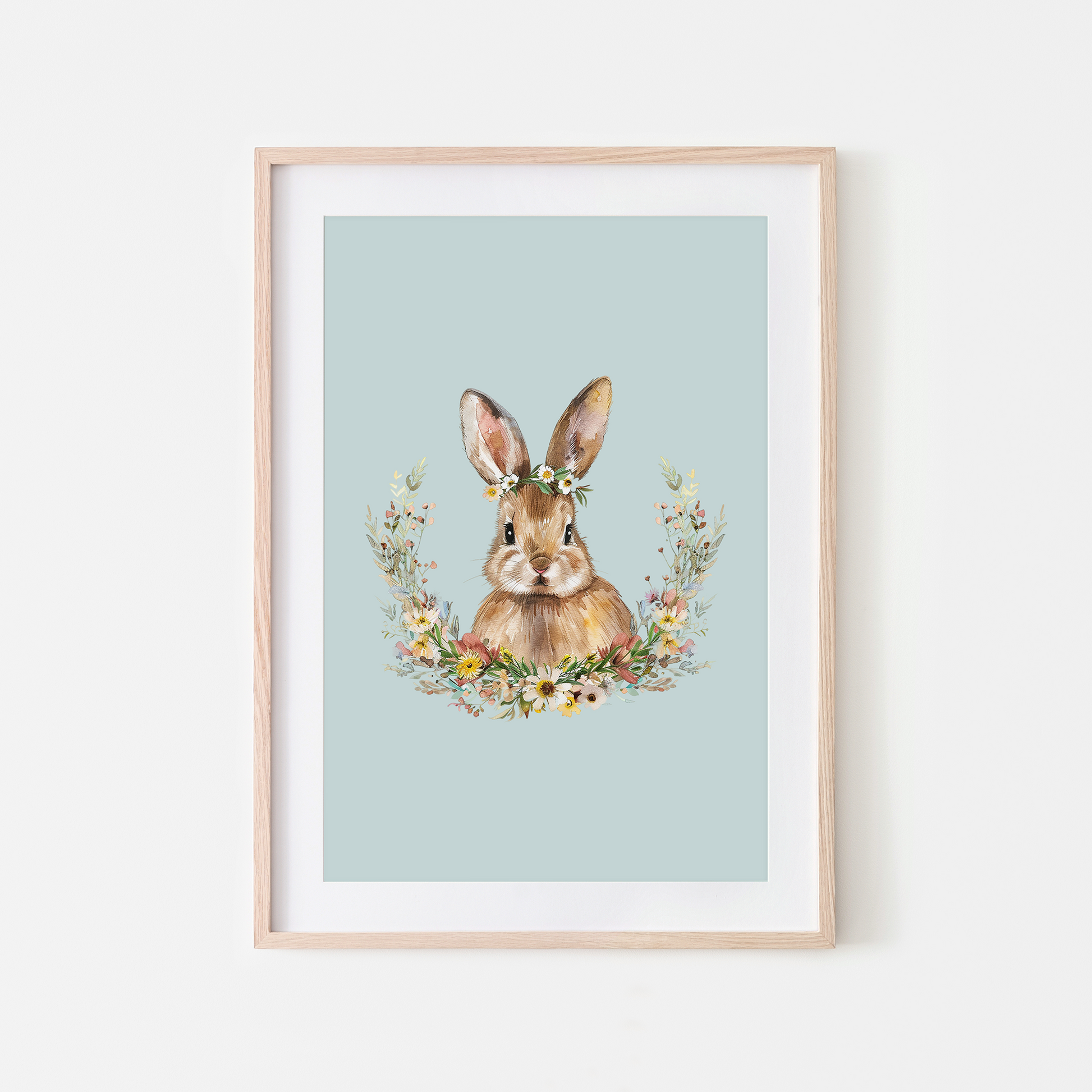 Daisy-Watercolour-Bunny-Rabbit-Wall-Art-in-Shell-Blue
