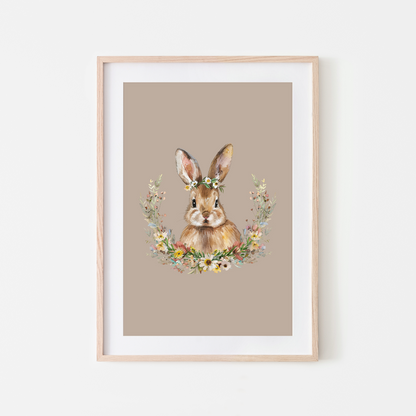 Daisy-Watercolour-Bunny-Rabbit-Wall-Art-in-Truffle-Beige