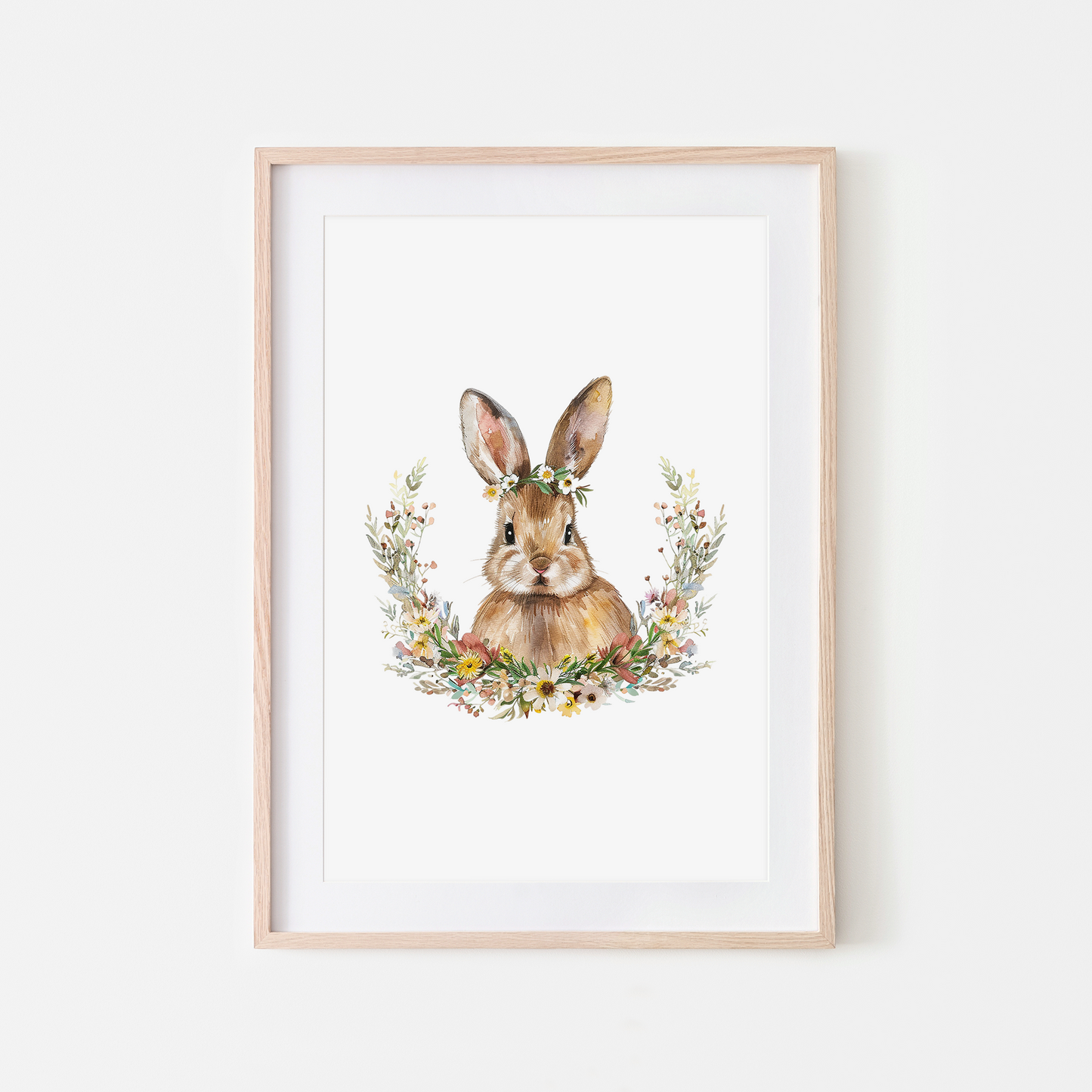 Daisy-Watercolour-Bunny-Rabbit-Wall-Art-in-White