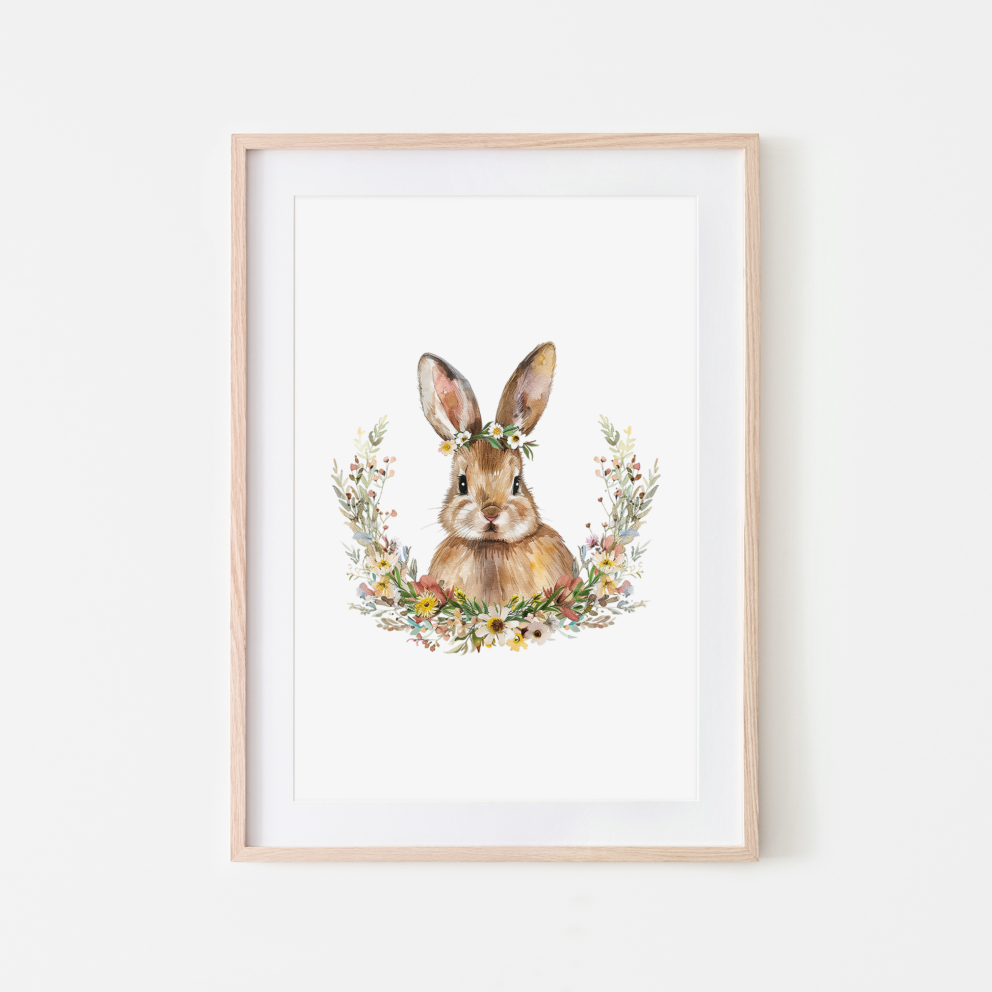 Daisy-Watercolour-Bunny-Rabbit-Wall-Art-in-White