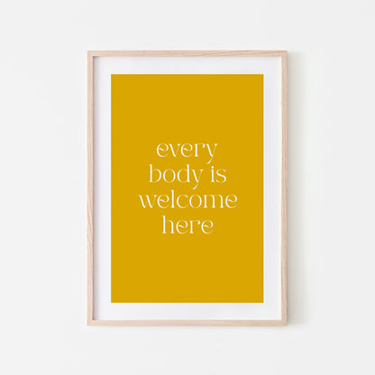 Every-Body-is-Welcome-Here-Quote-Wall-Art-in-Mustard-Website-Main-Image