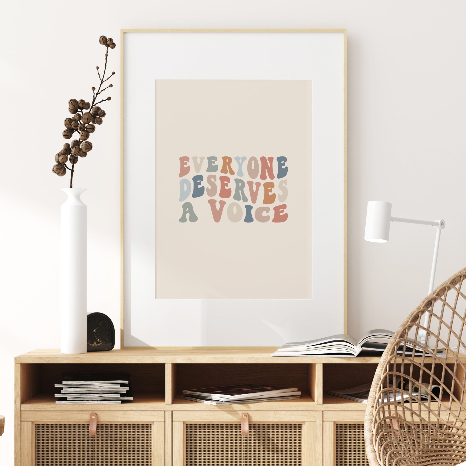 Everyone-Deserves-A-Voice-Speech-Therapy-Wall-Art-in-Earthy-on-Sand
