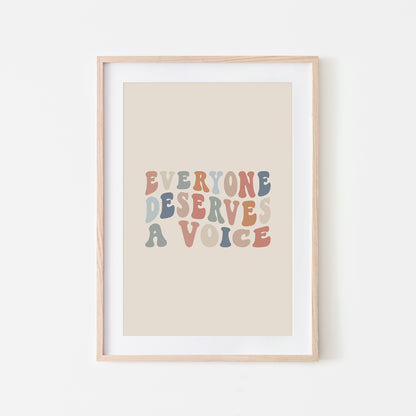Everyone-Deserves-A-Voice-Speech-Therapy-Wall-Art-in-Earthy-on-Sand