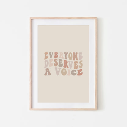 Everyone-Deserves-A-Voice-Speech-Therapy-Wall-Art-in-Neutral-Beige-on-Sand