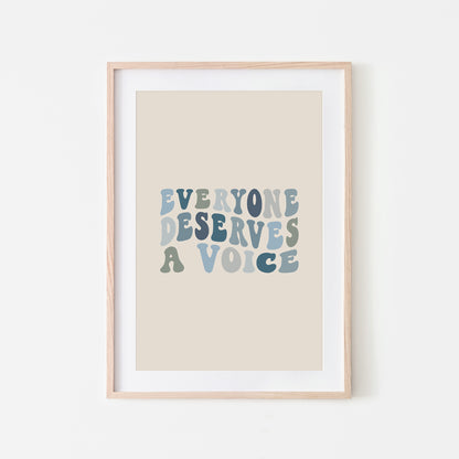 Everyone-Deserves-A-Voice-Speech-Therapy-Wall-Art-in-Ocean-Blue-on-Sand