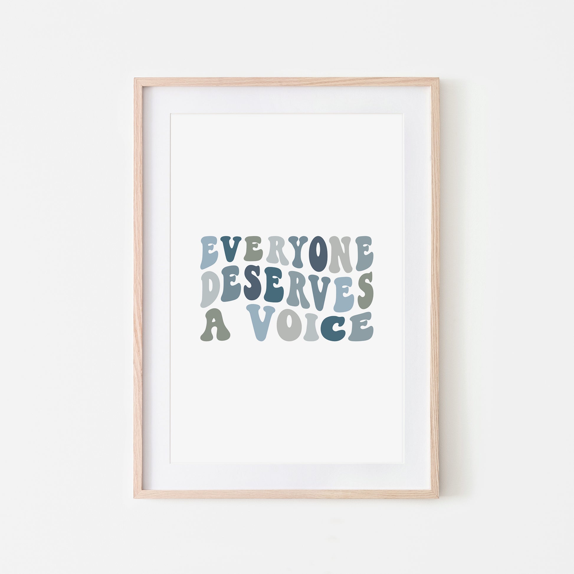 Everyone-Deserves-A-Voice-Speech-Therapy-Wall-Art-in-Ocean-Blue-on-White