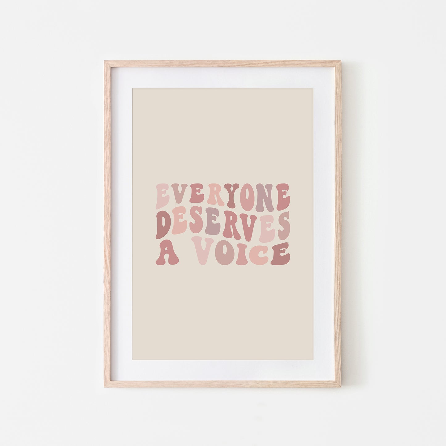 Everyone-Deserves-A-Voice-Speech-Therapy-Wall-Art-in-Peony-Pink-on-Sand