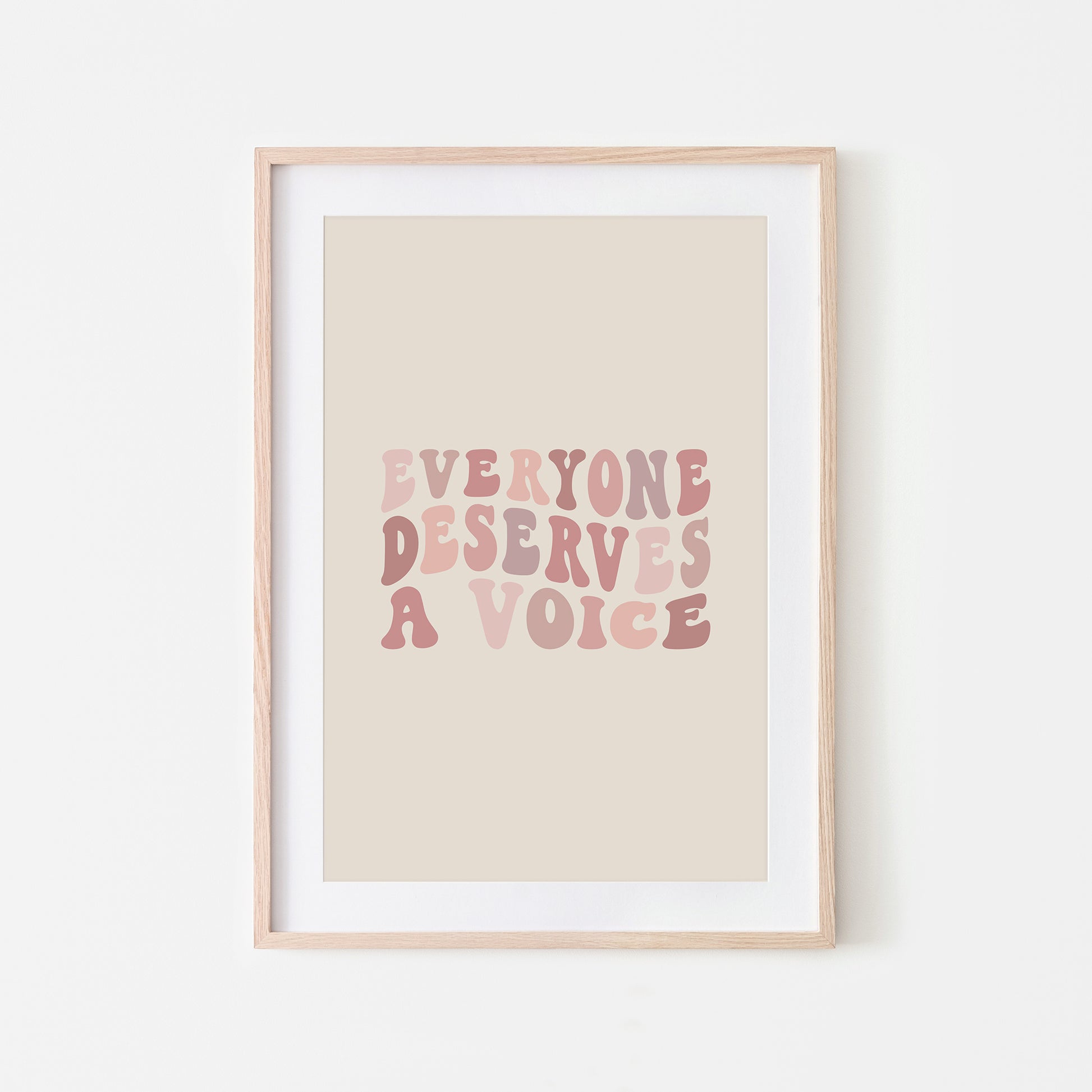 Everyone-Deserves-A-Voice-Speech-Therapy-Wall-Art-in-Peony-Pink-on-Sand