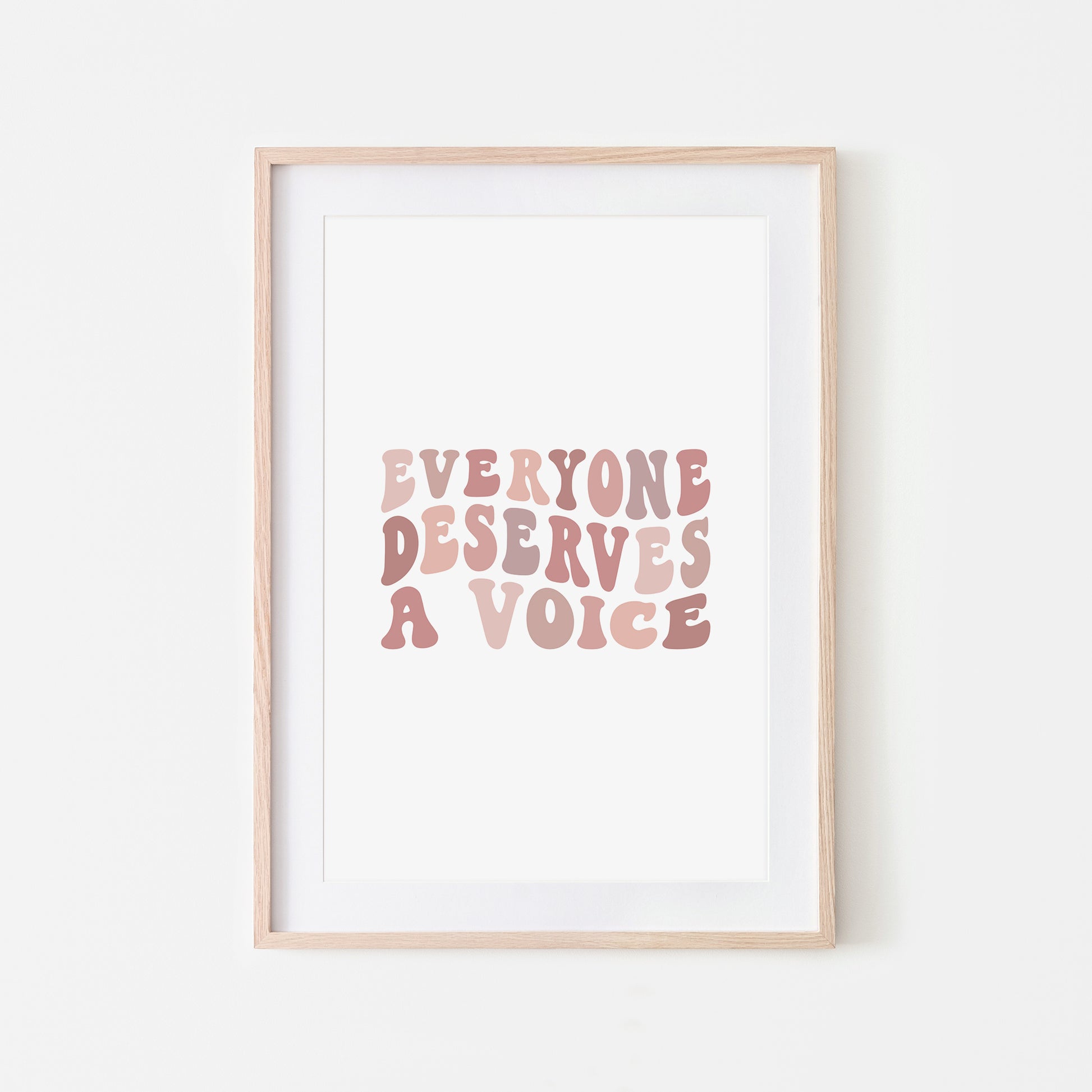 Everyone-Deserves-A-Voice-Speech-Therapy-Wall-Art-in-Peony-Pink-on-White