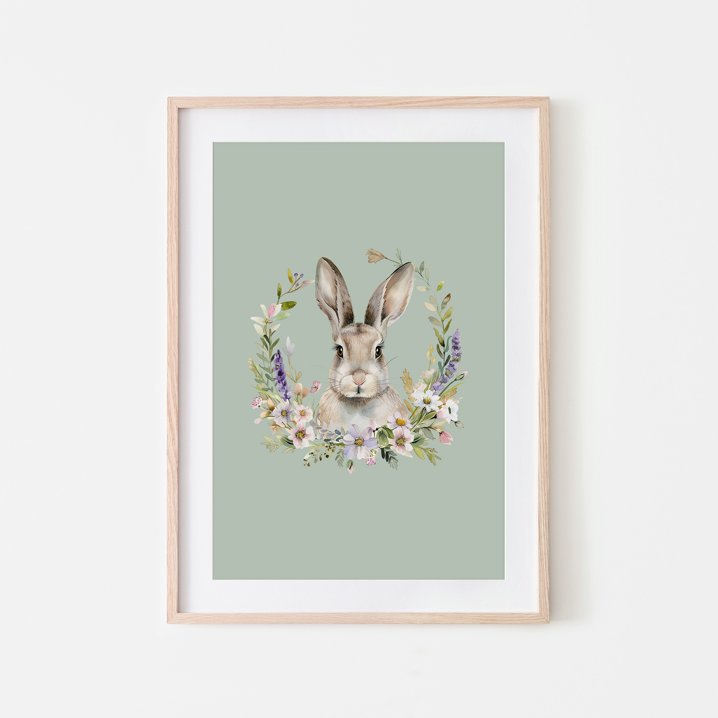 Fable-Watercolour-Bunny-Rabbit-Wall-Art-in-Mist-Green