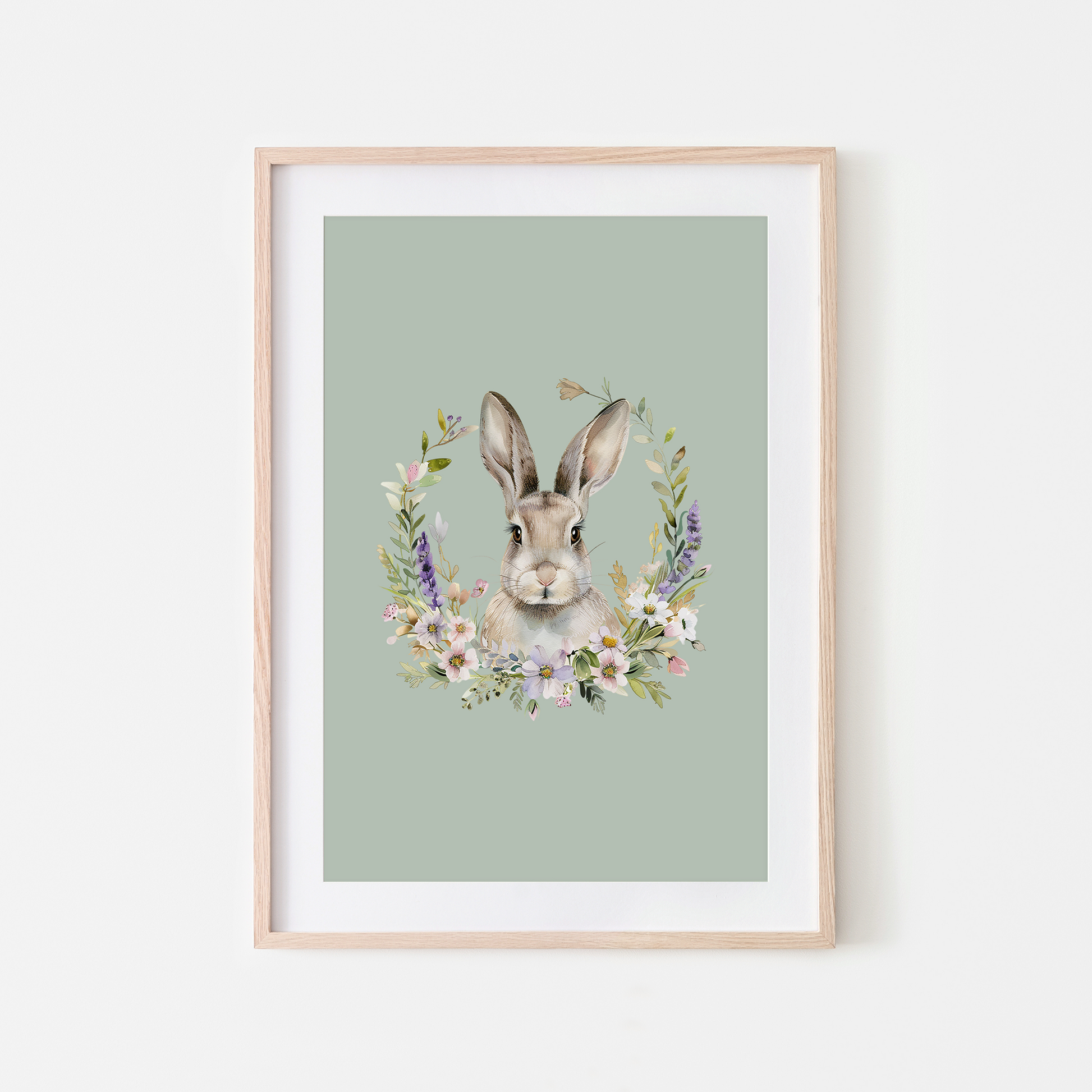Fable-Watercolour-Bunny-Rabbit-Wall-Art-in-Mist-Green