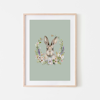 Fable-Watercolour-Bunny-Rabbit-Wall-Art-in-Mist-Green