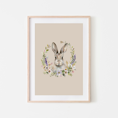 Fable-Watercolour-Bunny-Rabbit-Wall-Art-in-Oatmeal-Beige